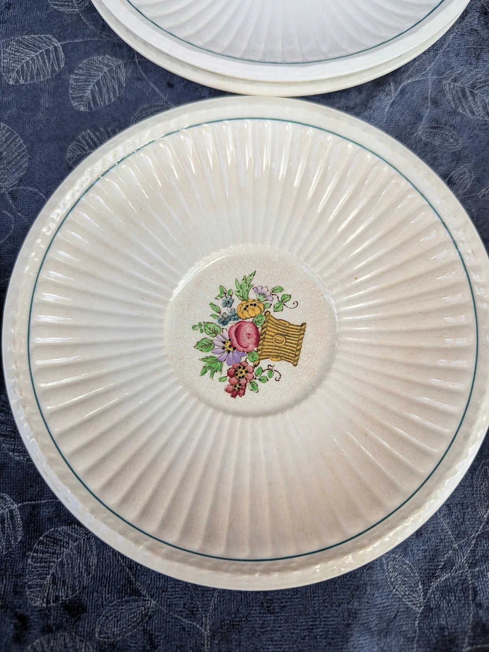8 VTG Wedgwood Belmar Saucers Floral Basket Etruria England Ironstone Cottage